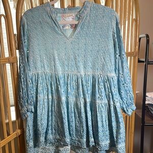 Lulalife Sky Blue Eyelet Tunic